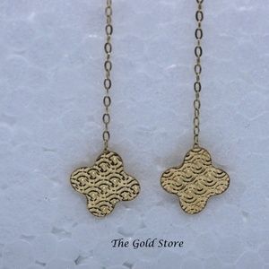 Solid  18k Clover threader earrings